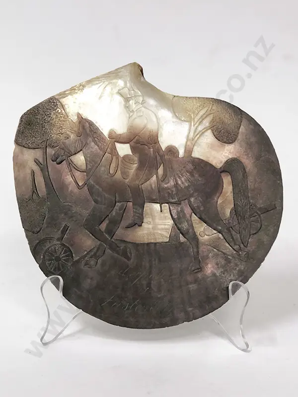 Carved Oyster Shell 'Napoleon a Austerlitz' 1805 Image 1++