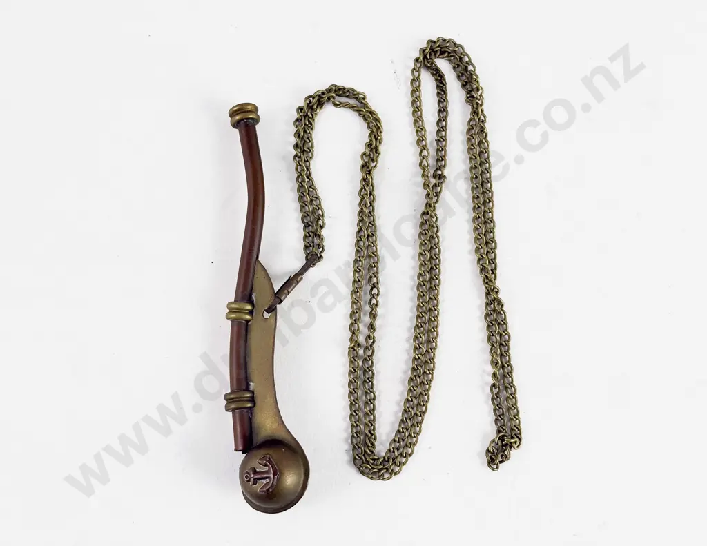 Copper and Brass Bosuns Whistle on Chain Image 1++