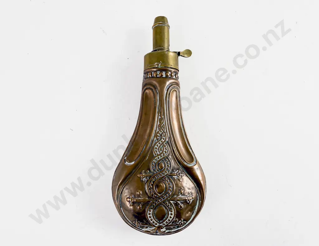 Mid C19th Copper and Brass Powder Horn Image 1++