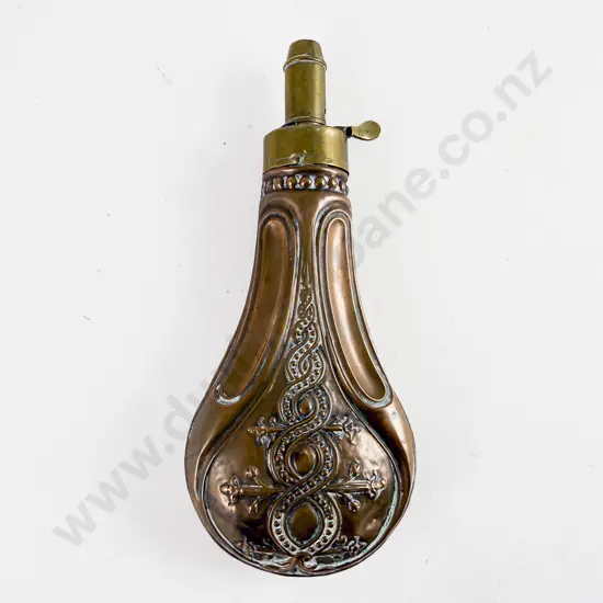Mid C19th Copper and Brass Powder Horn