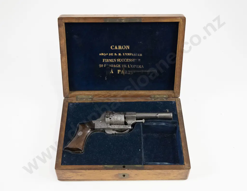 C19th Original Cased Caron Paris Pinfire Revolver Image 1++