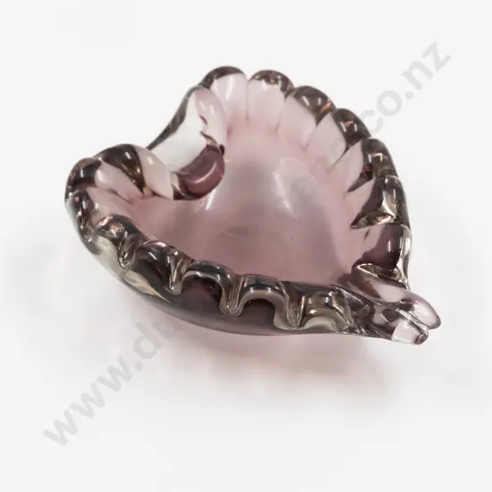 Mid C20th Murano Tinted Amethyst Heavy Leaf Shaped Dish