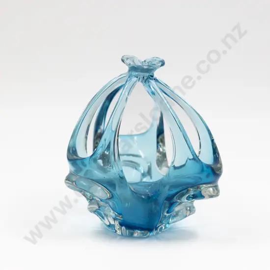 Mid C20th Murano Encased Sky Blue Basket