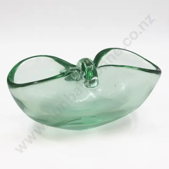 Mid C20th Murano Tinted Emerald Green Bow Shaped Vase