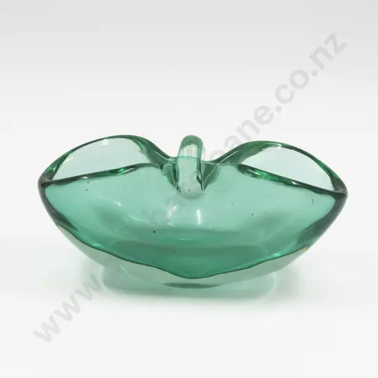 Mid C20th Murano Tinted Emerald Green Bow Shaped Vase