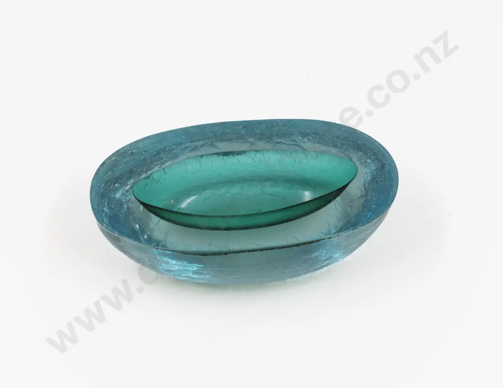 Mid C20th Murano Heavy Ice Encased Bristol Green Vessel Image 1++