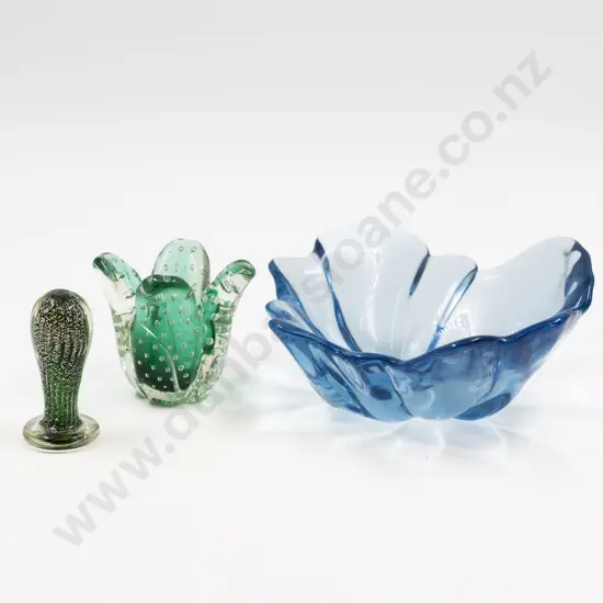 Mid C20th Murano Freeform Dish With Murano Seal & Posy Dish (a/f)