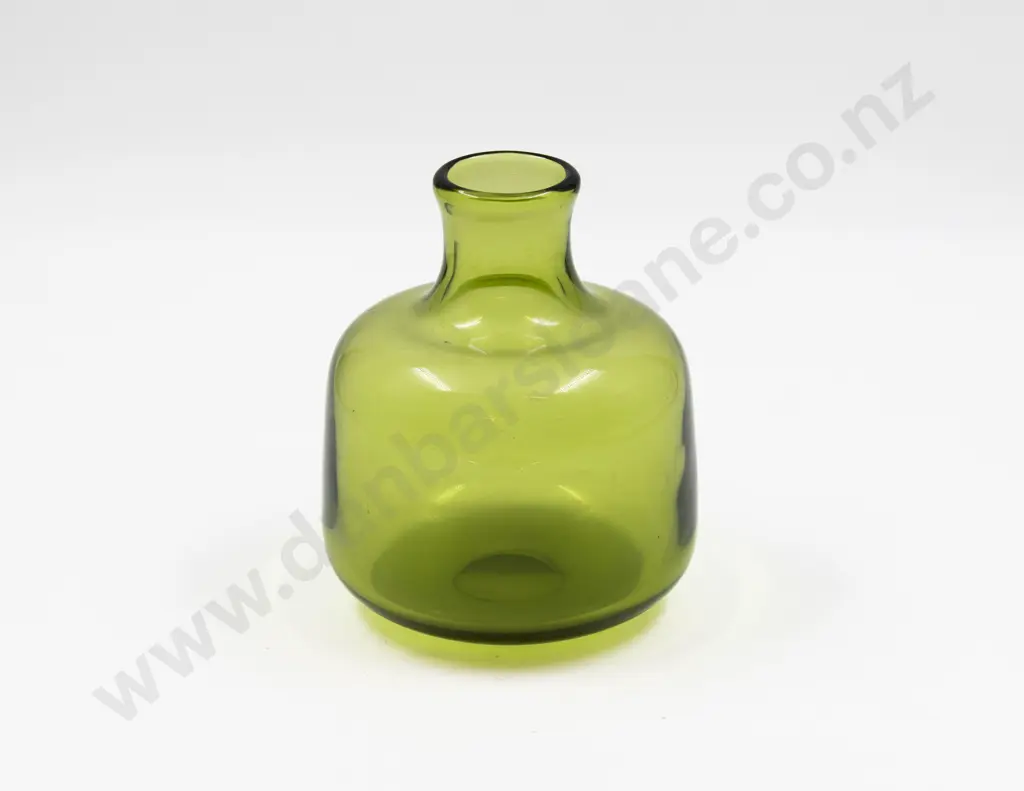 Signed Holmgaard Lime Green Glass Bottle Vase Image 1++