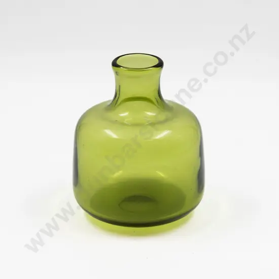 Signed Holmgaard Lime Green Glass Bottle Vase