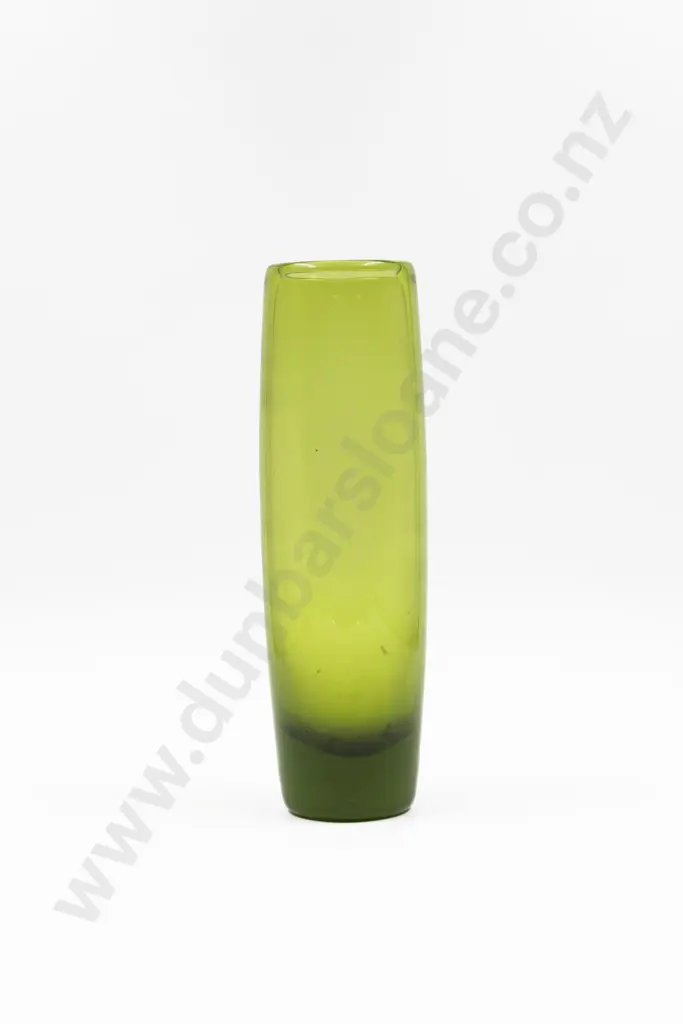 Signed Holmgaard Lime Green Glass Cylindrical Vase Image 1++