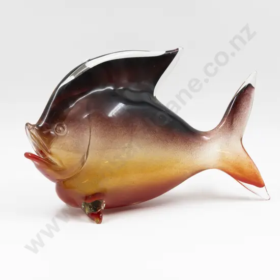 Large & Heavy Mid C20th Murano Encased Multi Layered & Gold Glass Fish Model