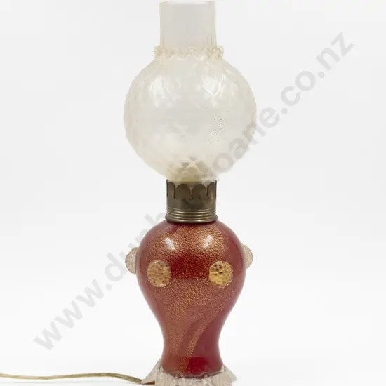 Mid C20th Murano Ruby & Gold glass Table Lamp