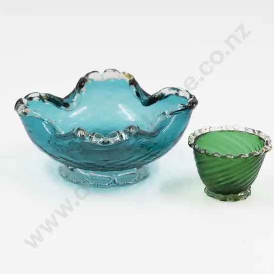Mid C20th Venetian Teal Green Dish & Bristol Green Posy
