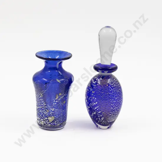 Modern Malteses Signed Studio Glass Posy Vase & Scent Flask (a/f)