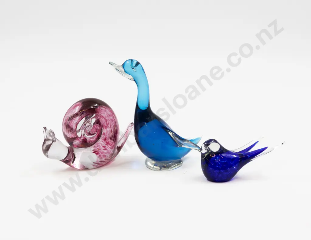 Wedgwood Encased Cranberry Snail & Murano Goose & Swallow Image 1++