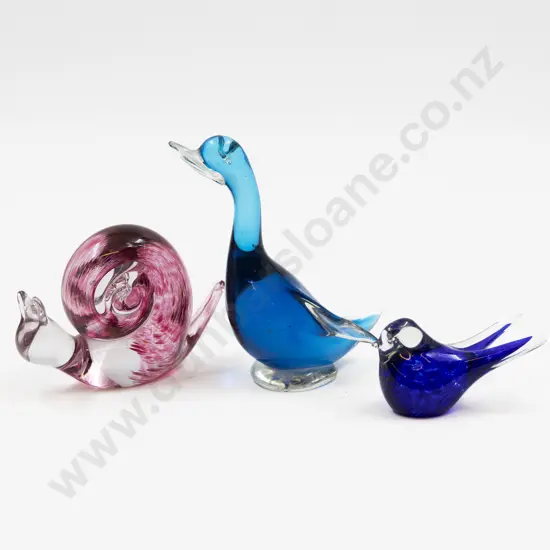 Wedgwood Encased Cranberry Snail & Murano Goose & Swallow
