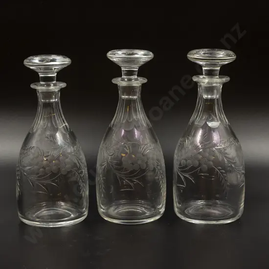 Set of Three Webb Crystal Mallet Bodied Crystal Decanters