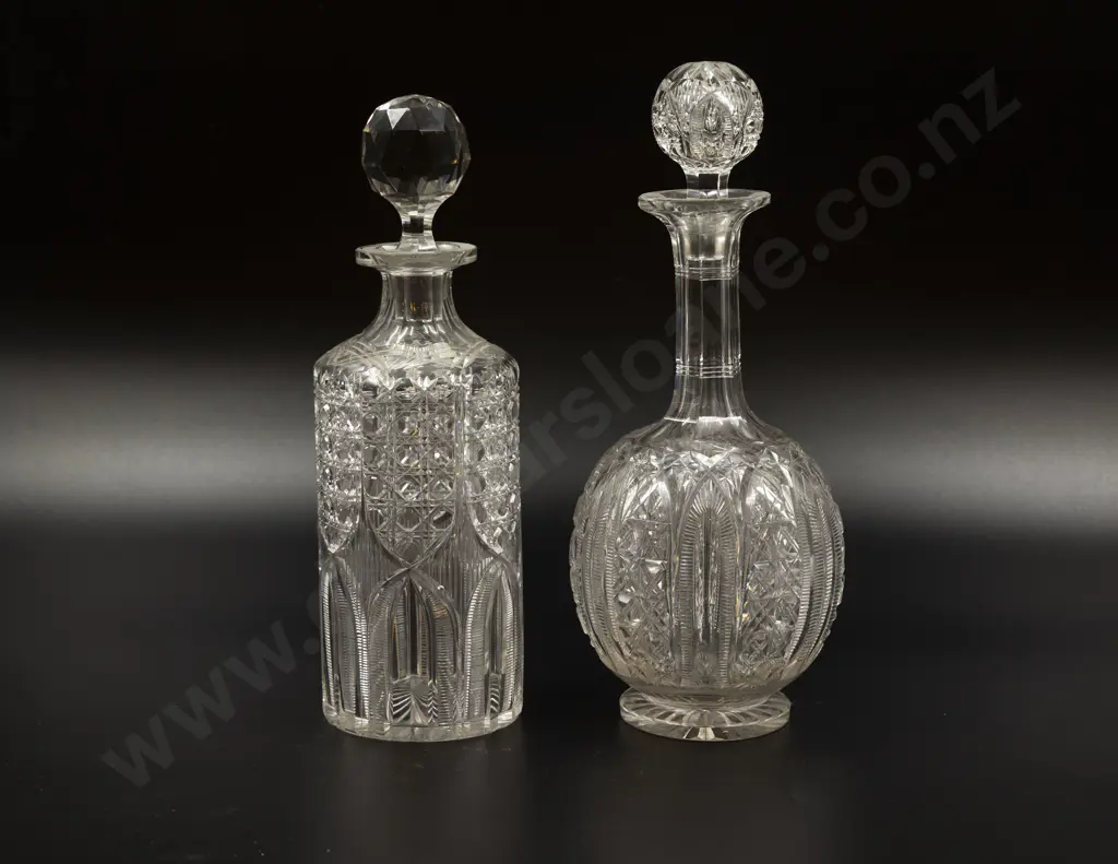 Matching Pair Spirit & Wine Crystal Decanters Image 1++