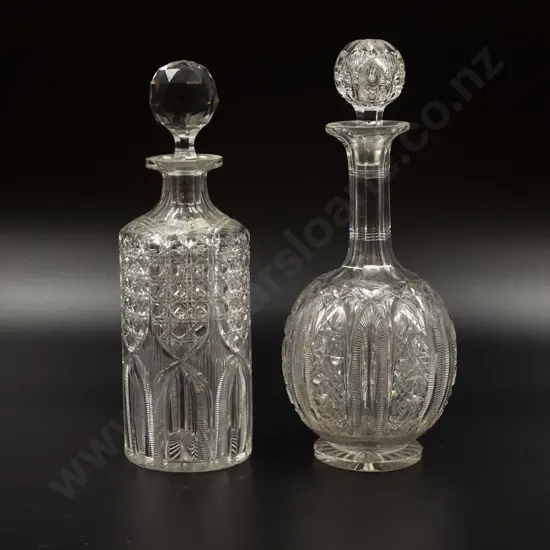 Matching Pair Spirit & Wine Crystal Decanters