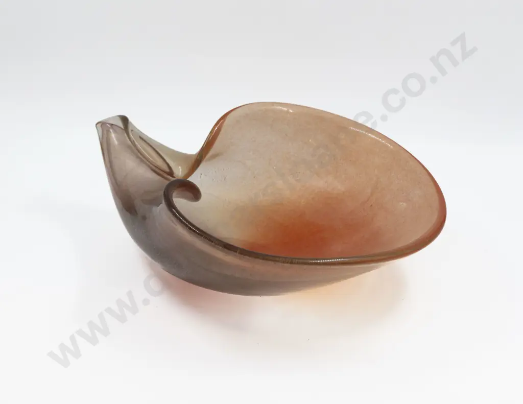 Mid C20th Murano Cased Orange & Gold Freeform Table Bowl Image 1++