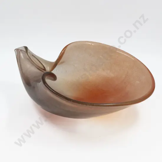 Mid C20th Murano Cased Orange & Gold Freeform Table Bowl
