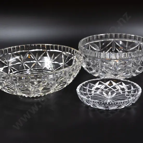 Signed Walsh Crystal Table Bowl With Other Fruit Bowl & Dish