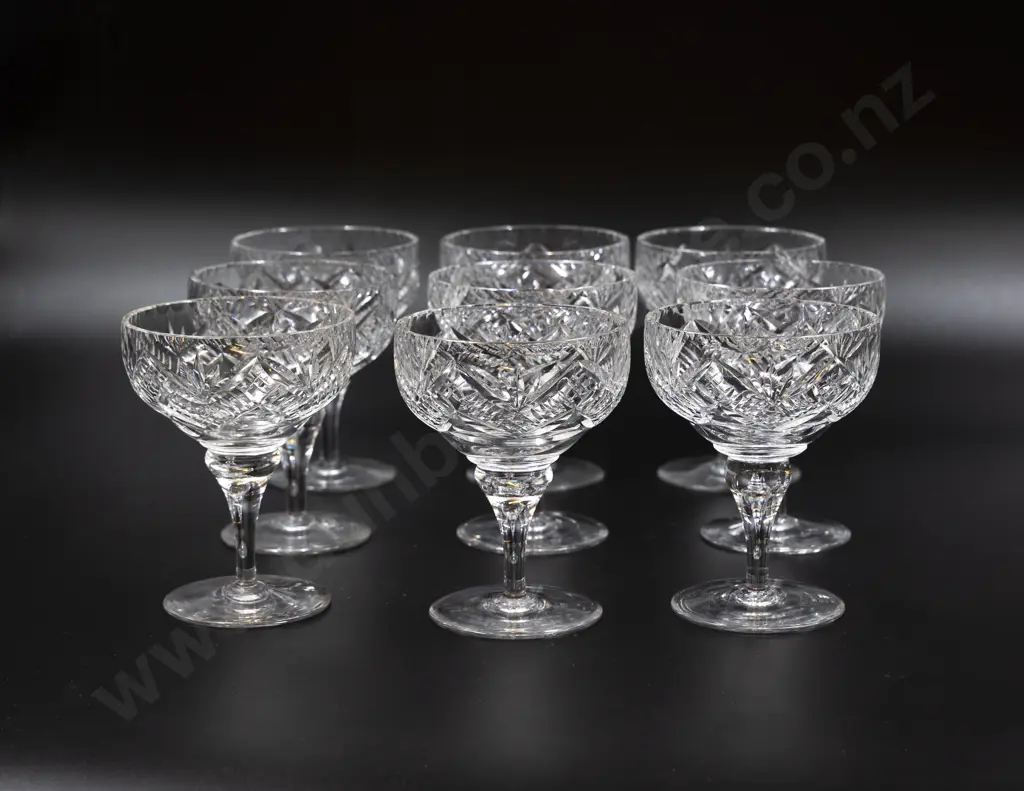 Set of Nine Edinburgh Crystal Mixed Cut Champagne/Sundae Goblets Image 1++