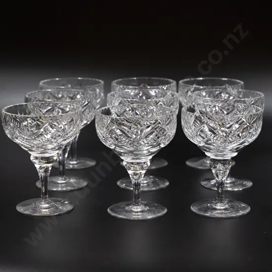 Set of Nine Edinburgh Crystal Mixed Cut Champagne/Sundae Goblets