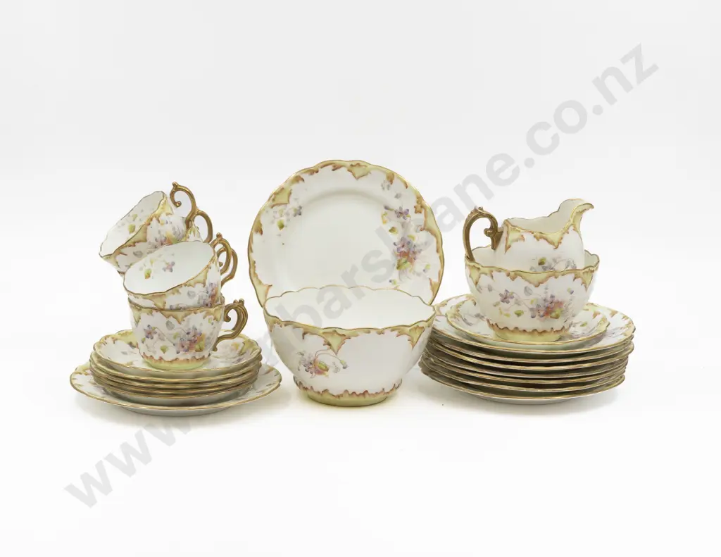 Late Victorian Viola Pattern Teacup Saucer & Plates Image 1++