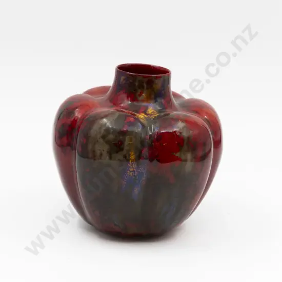 Royal Doulton Flambé Melon Shape Vase