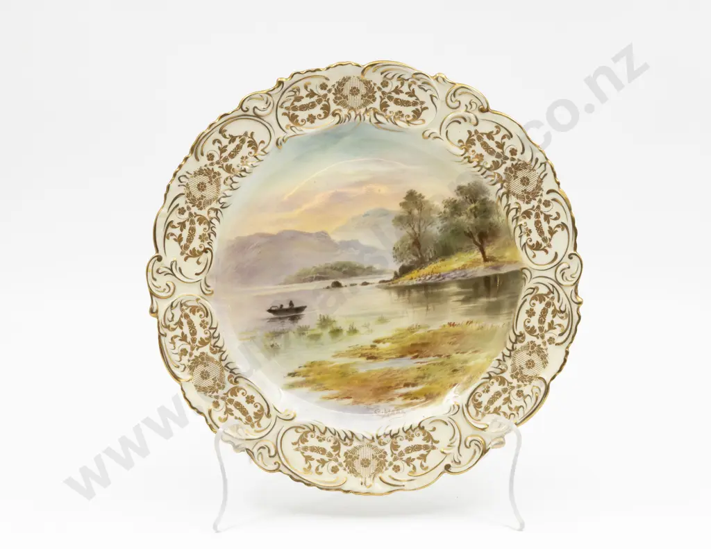 Doulton Burslem Hand Painted Plate Signed C Hart Derwent Water Image 1++
