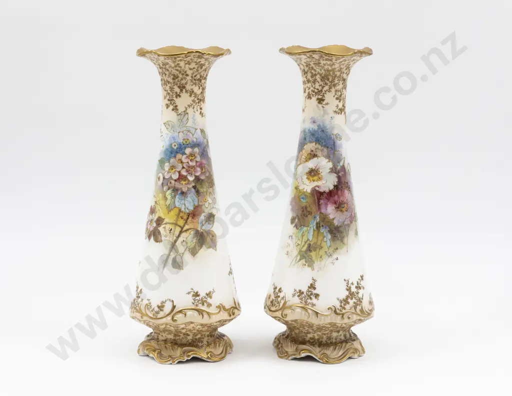 Pair Royal Doulton Hand Painted Mantel Specimen Vases Image 1++