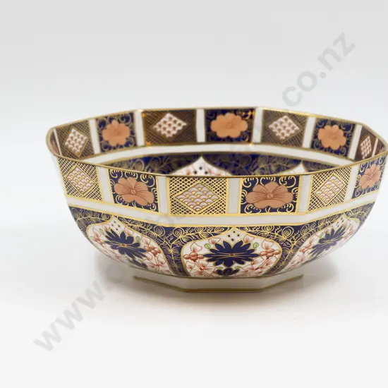 Pair Royal Crown Derby Imari Pattern Octagonal Shaped Table Bowl