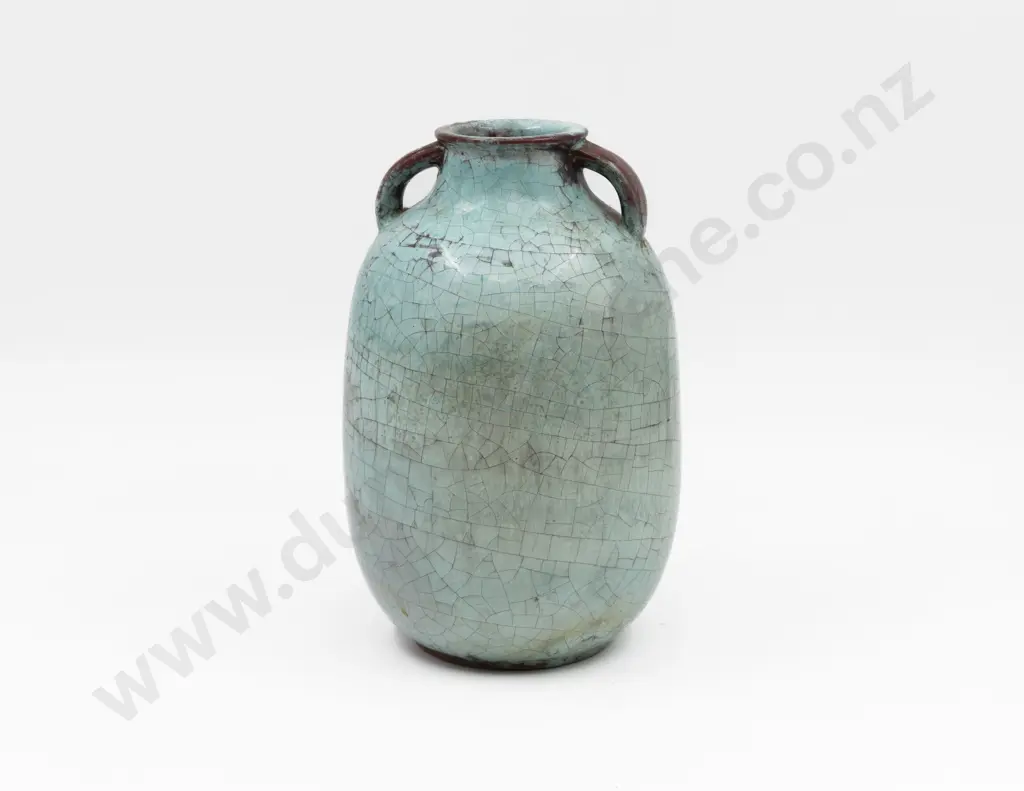 Michael Andersen & Son Bornholm Denmark Glazed Earthenware Neck Handled Vase Image 1++