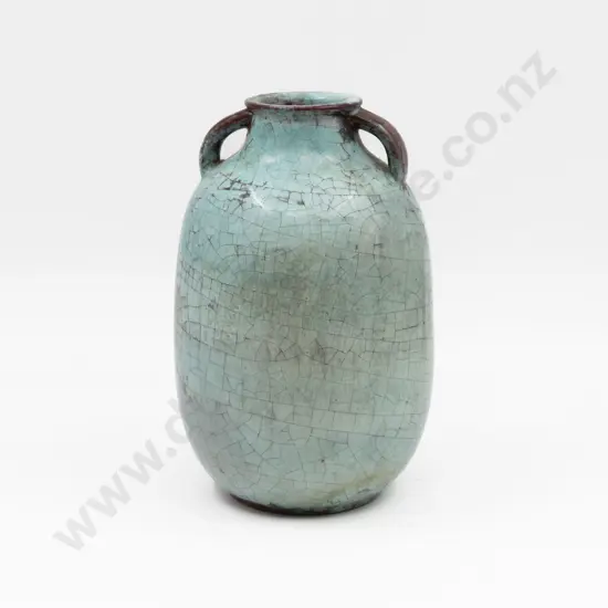 Michael Andersen & Son Bornholm Denmark Glazed Earthenware Neck Handled Vase