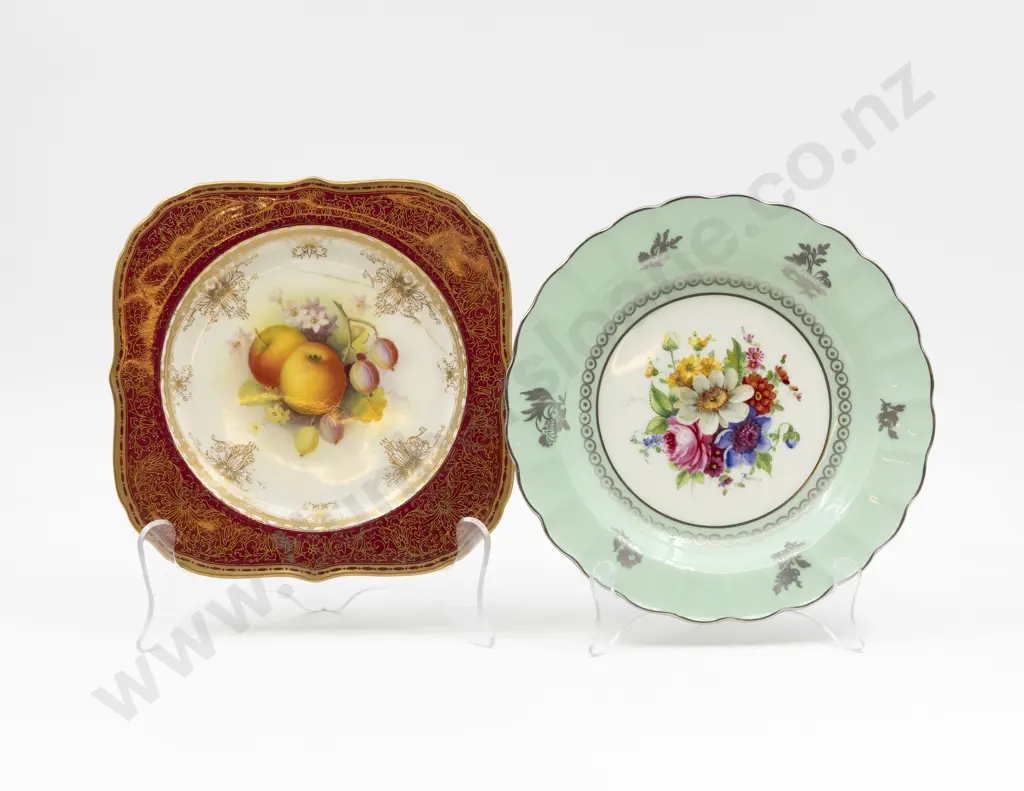 Two Royal Worcester Hand Painted Plates Signed Freeman & Shuck Image 1++