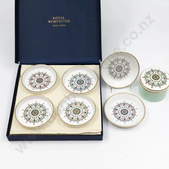Royal Worcester Boxed Eight Porcelain Coaters With Two Dishes & Pot