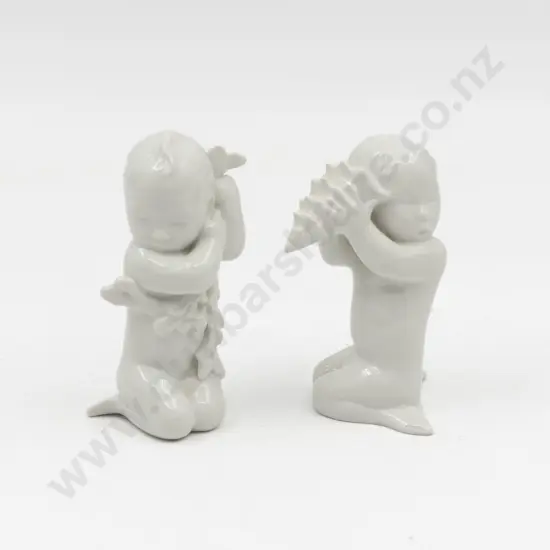 B&G Two Whiteware Cherub Figures