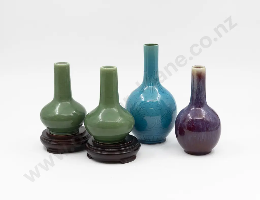 Collection of Four Asian Bottle Vases Image 1++