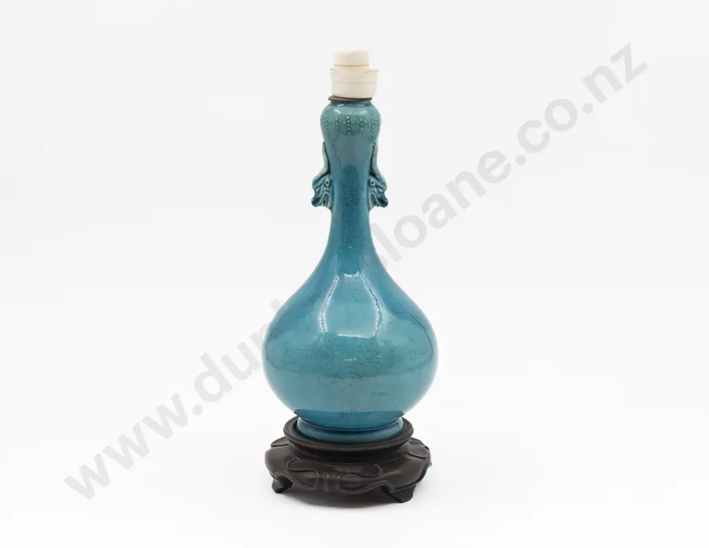 Chinese Turquoise Glaze Specimen Bottle Vase as Table Lamp Image 1++