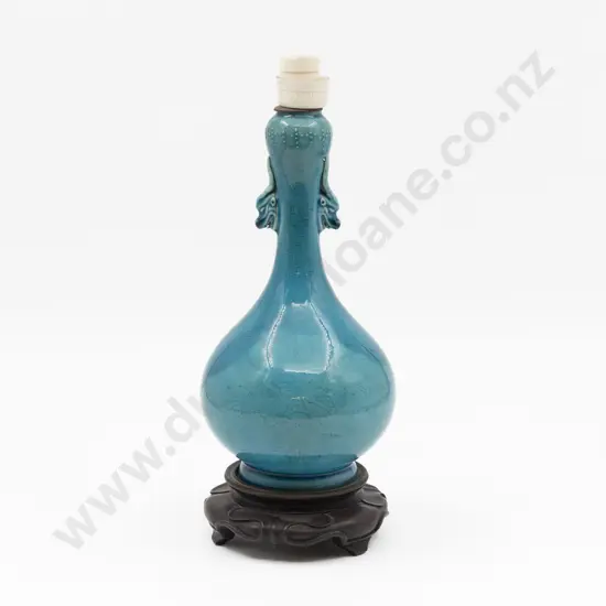 Chinese Turquoise Glaze Specimen Bottle Vase as Table Lamp