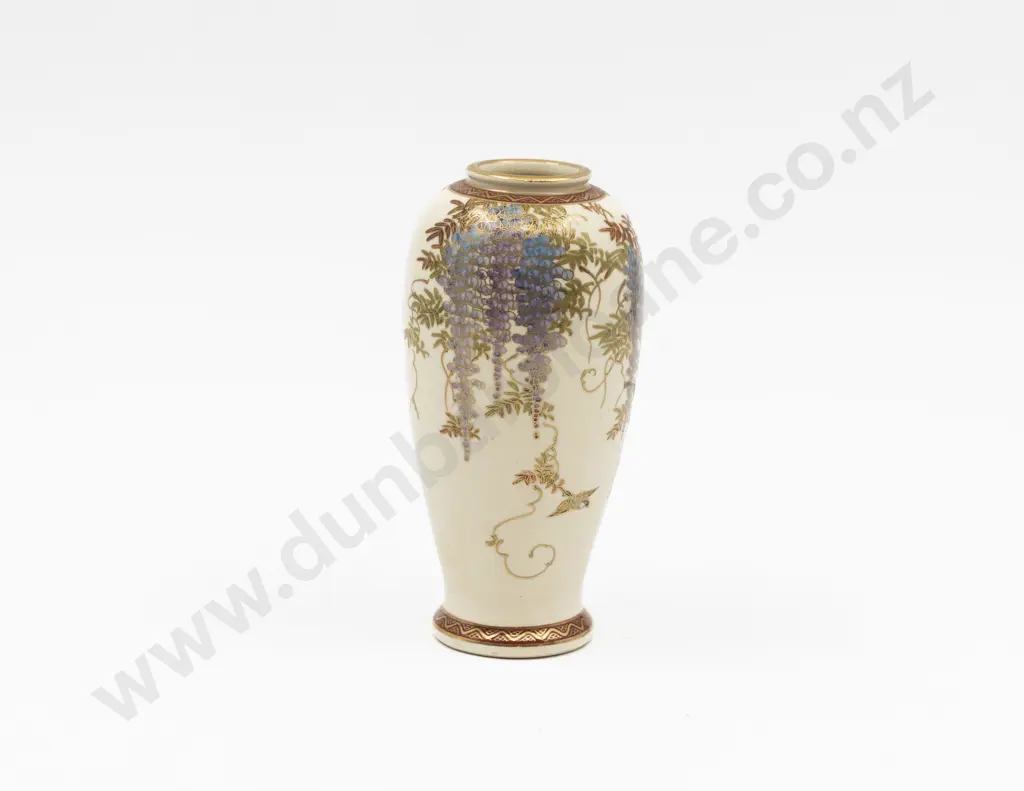 Vintage Satsuma Wisteria Stem Vase Image 1++