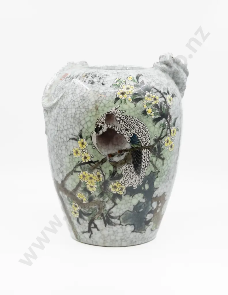 Chinese White Celadon Crackle Glaze Urn Image 1++