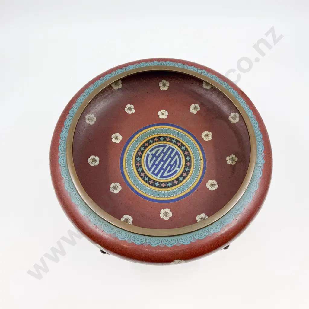 Antique Cloisonne Lobed Oval Planter Image 1++