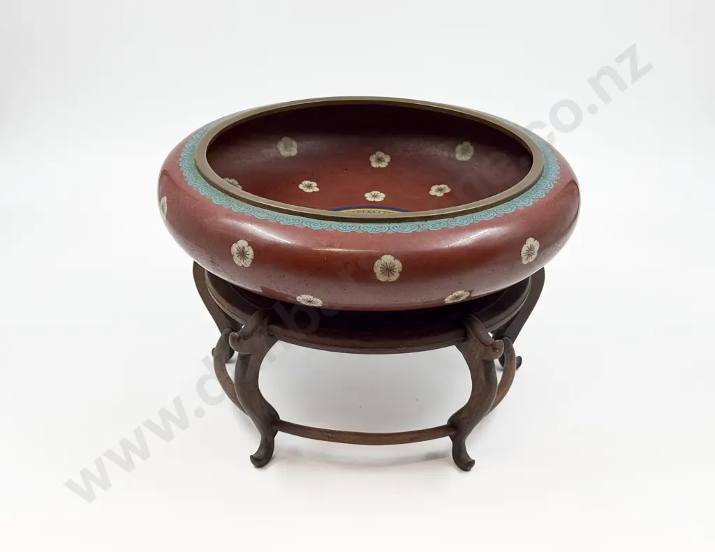 Antique Cloisonne Lobed Oval Planter Image 1++