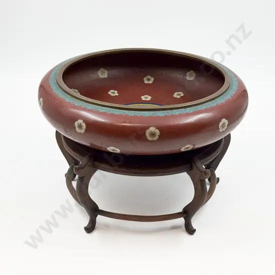 Antique Cloisonne Lobed Oval Planter