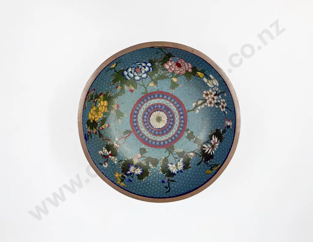 Antique Cloisonne Shallow Bowl Image 1++