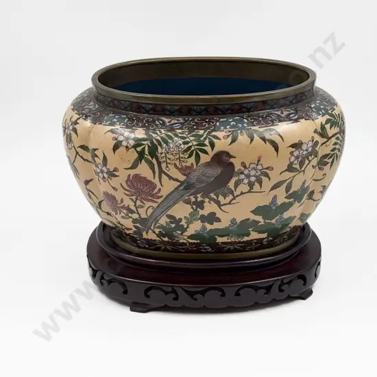 Antique Cloisonne Footed Bowl
