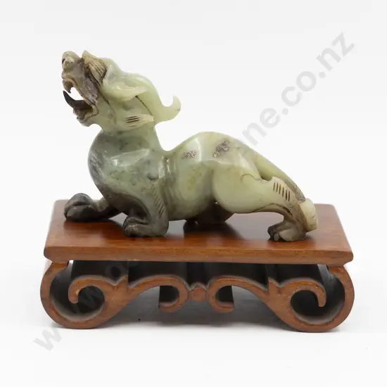Chinese Carved Soapstone Dragon on Stand