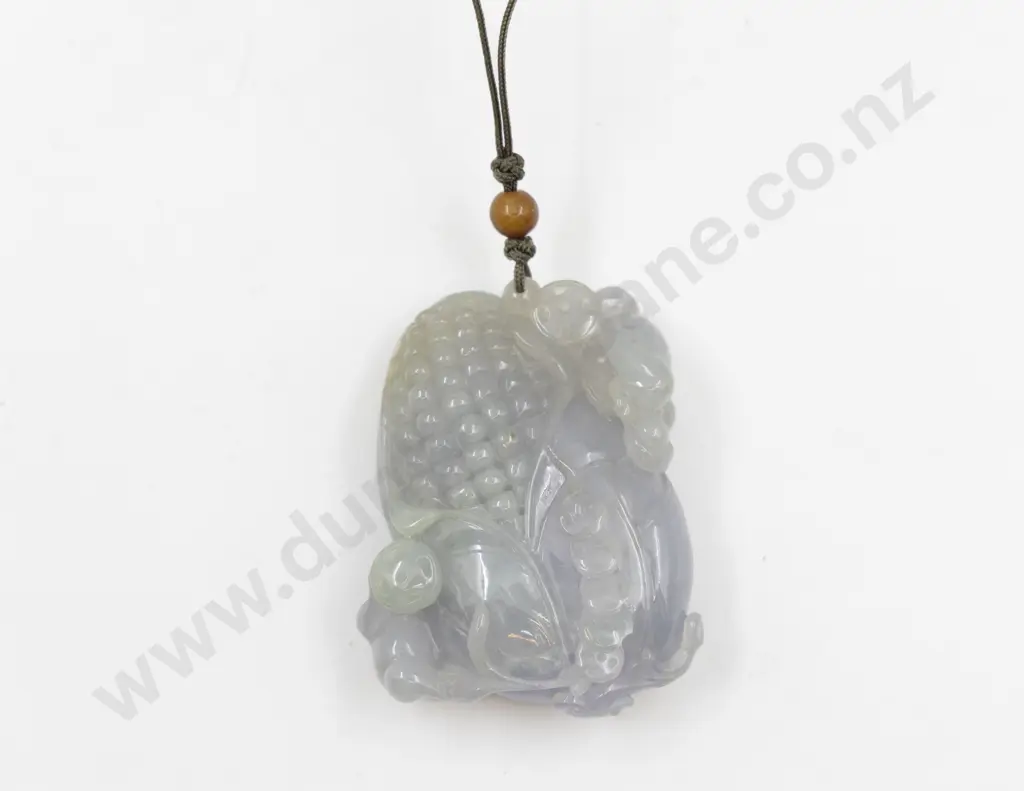 Carved Hardstone Handling Piece of Corncob & Bugs on Hanging Stand Image 1++